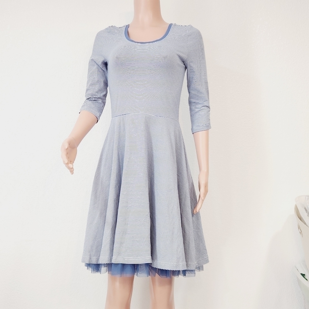 Matilda Jane Between The Lines Blue Striped Dress Size S